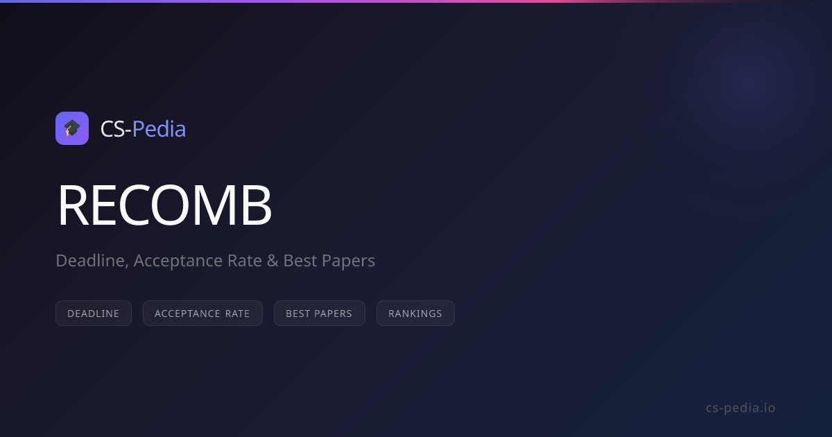 RECOMB 2026 | Thessaloniki | Deadline & Acceptance Rate | CS-Pedia
