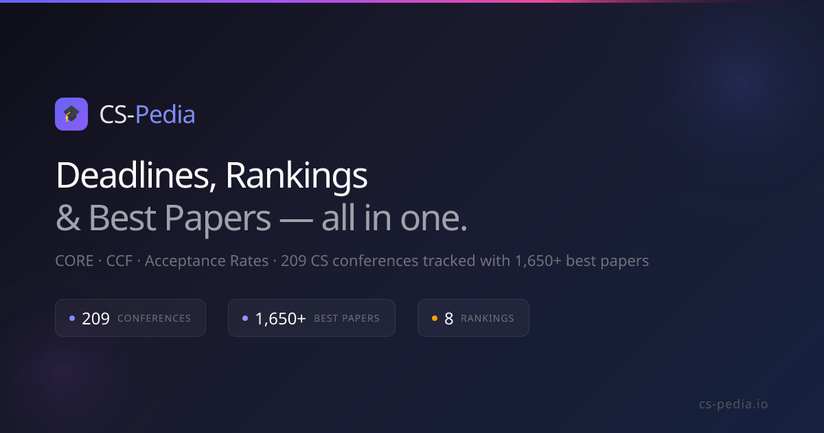 CS-Pedia - CS Conference Deadlines, Acceptance Rates & Best Papers